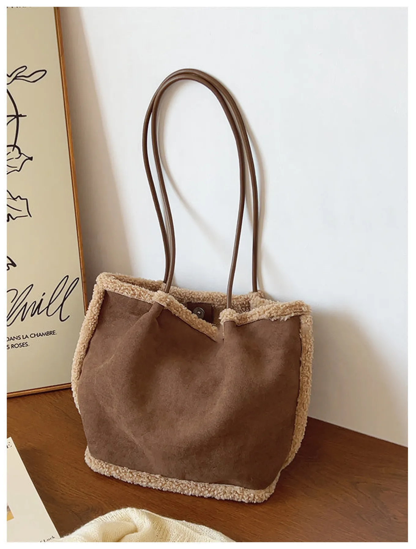 Elena Handbags Soft Suede Shoulder Bag