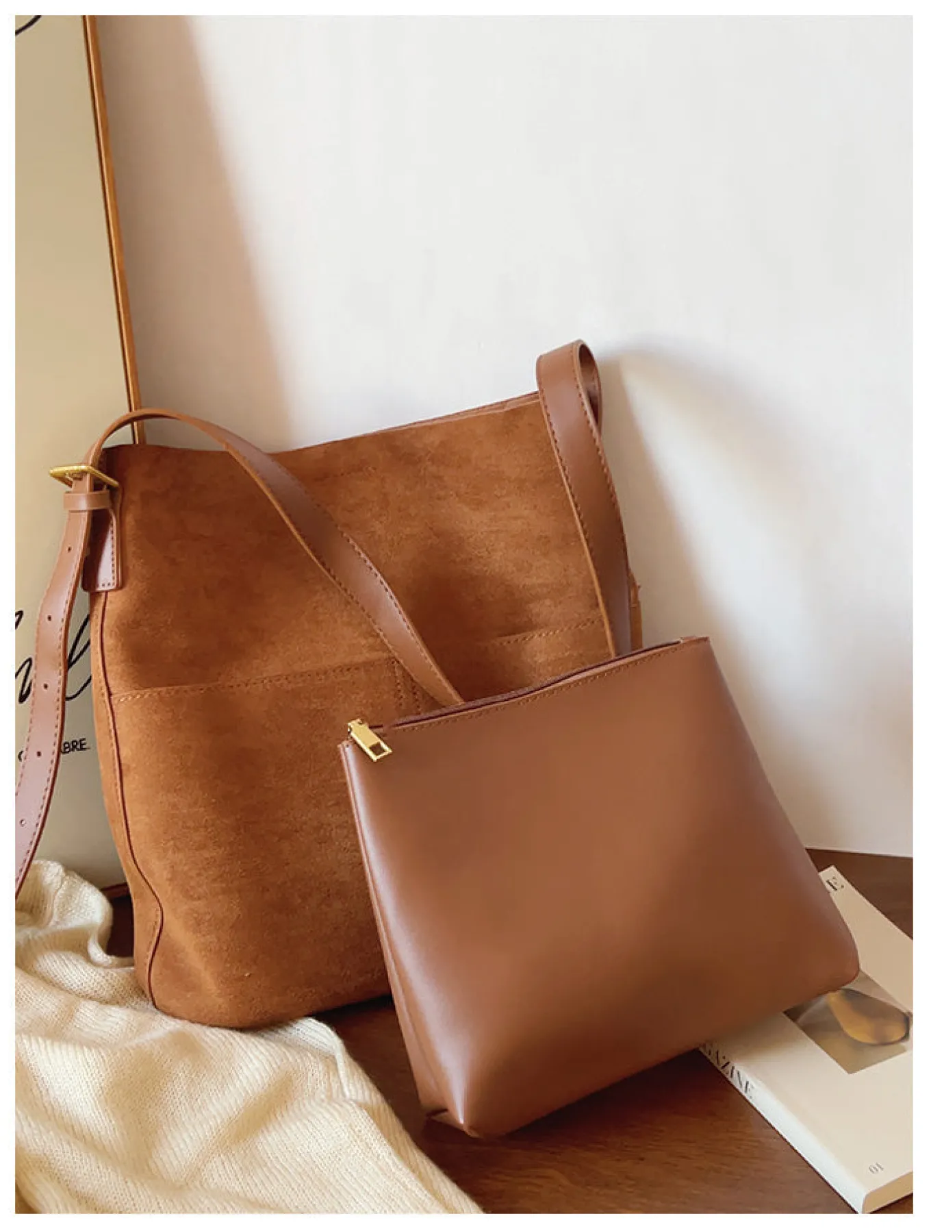 Elena Handbags Soft Suede Shoulder Bag