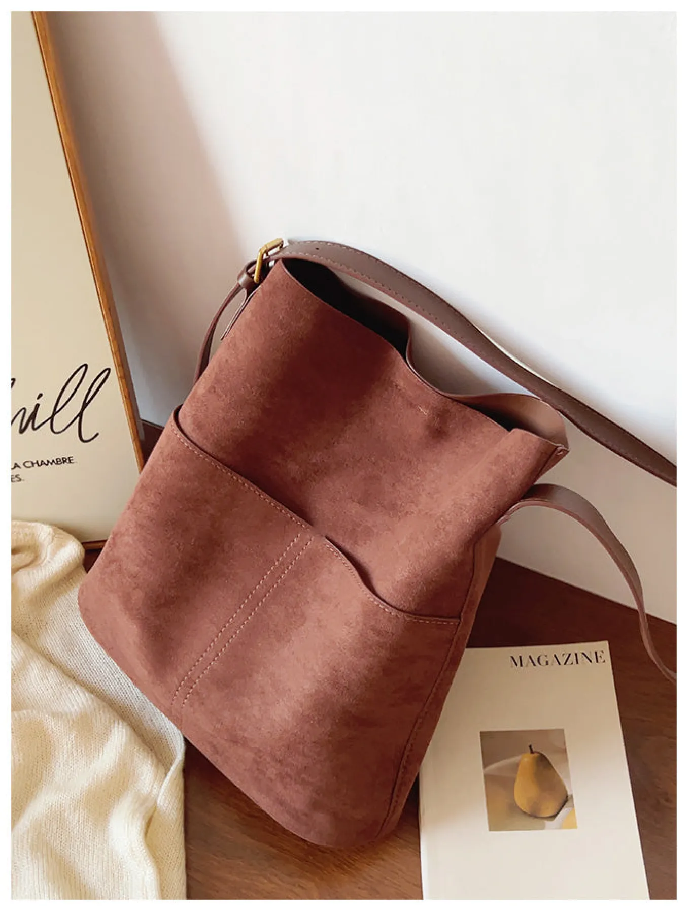 Elena Handbags Soft Suede Shoulder Bag