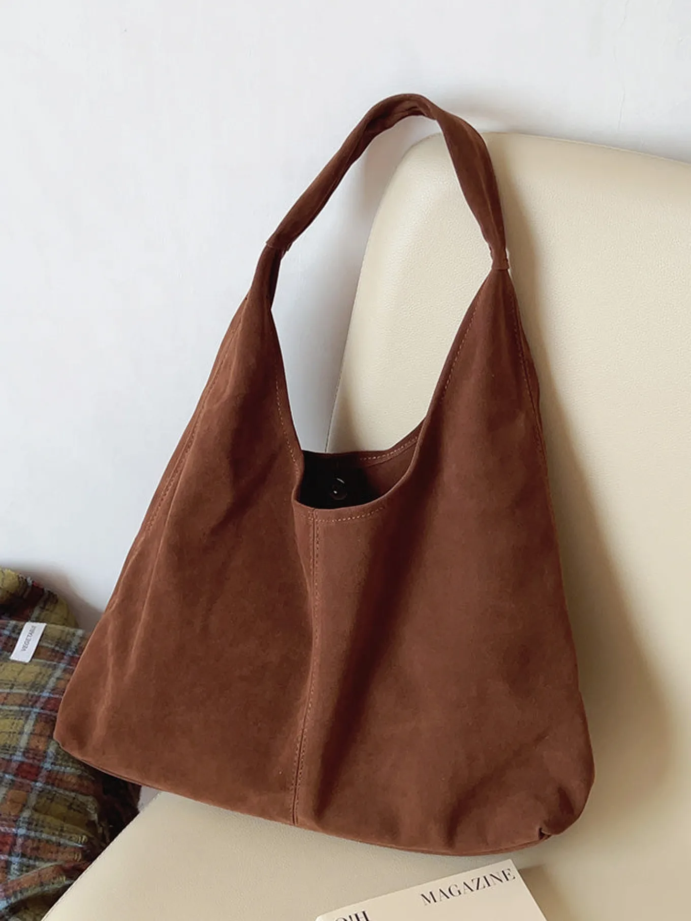 Elena Handbags Soft Suede Shoulder Bag
