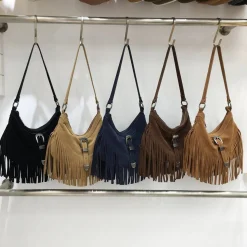 Elena Handbags Soft Suede Shoulder Bag with Tassel