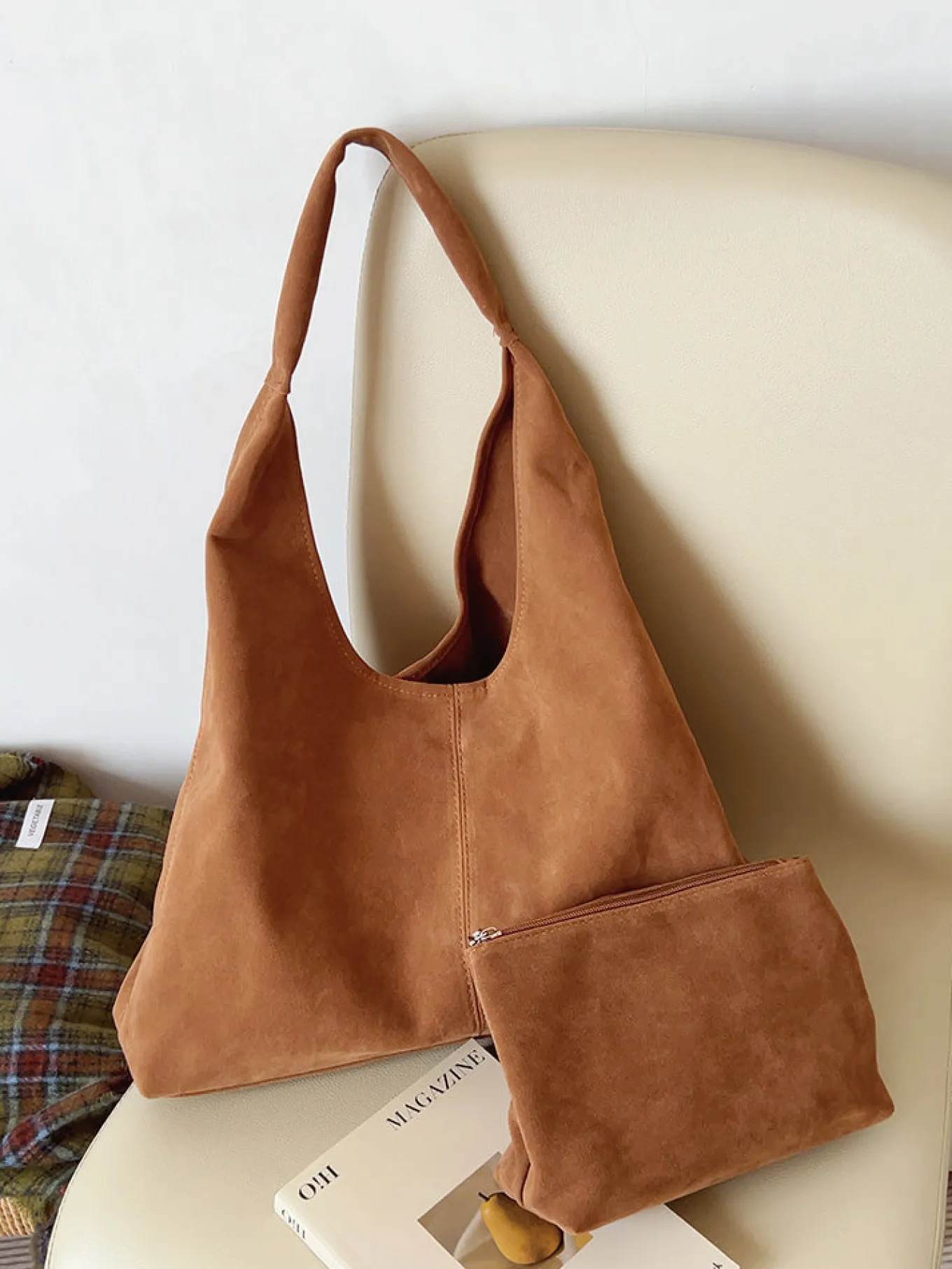 Elena Handbags Soft Suede Shoulder Bag