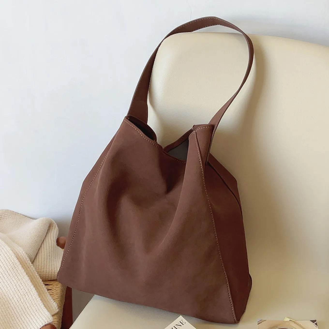 Elena Handbags Soft Suede Shoulder Bag