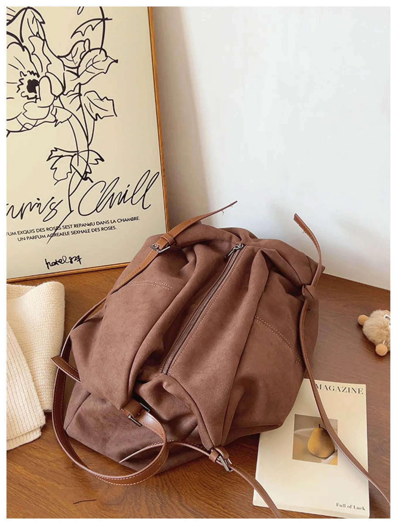 Elena Handbags Soft Suede Shoulder Bag