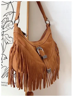 Elena Handbags Soft Suede Shoulder Bag with Tassel