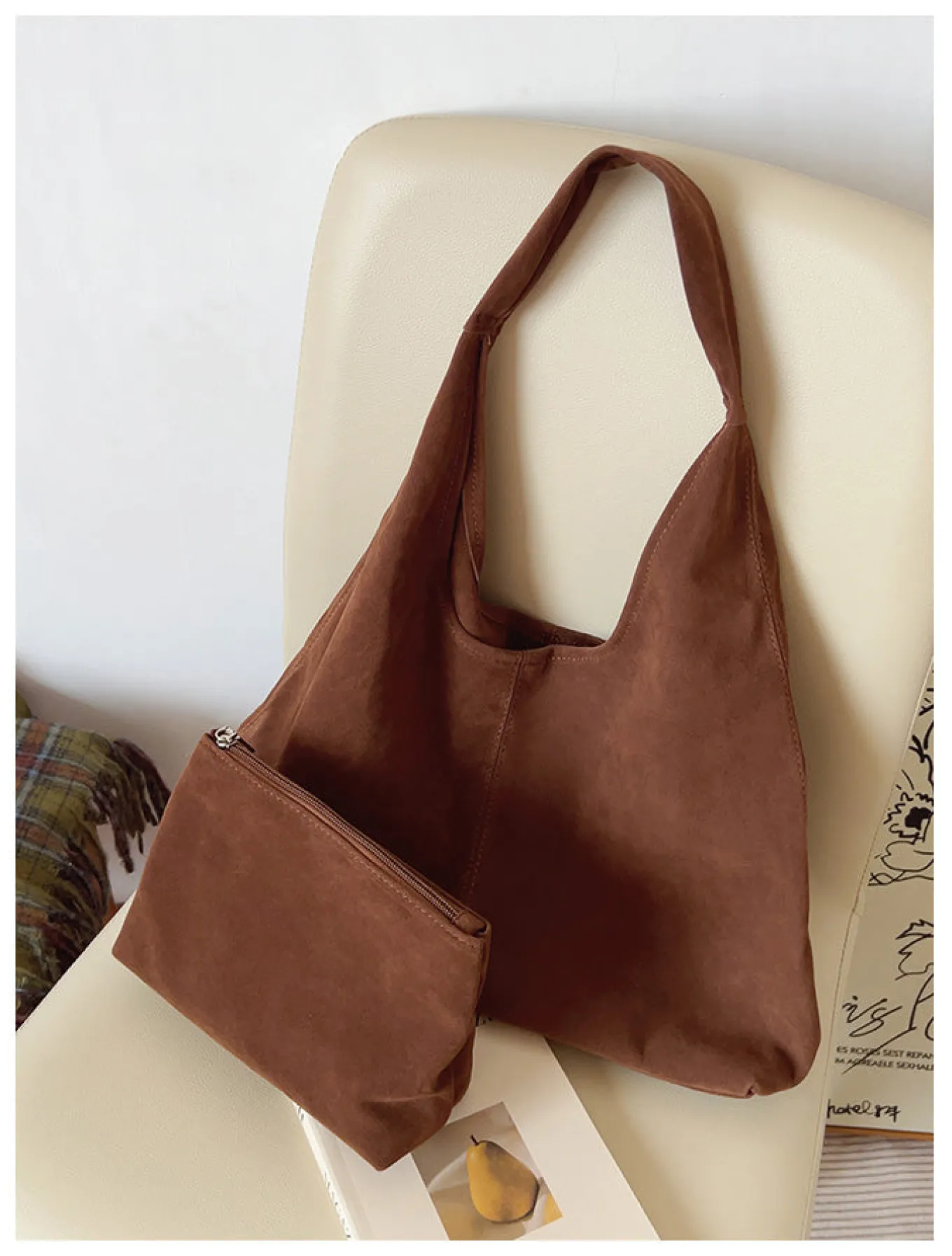 Elena Handbags Soft Suede Shoulder Bag