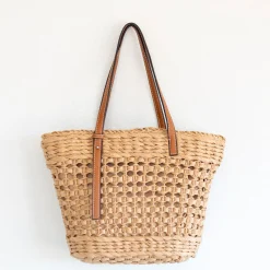 Elena Handbags Straw Basket Tote Bag