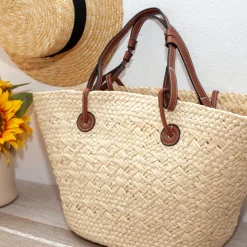 Elena Handbags Straw Basket Summer Beach Tote