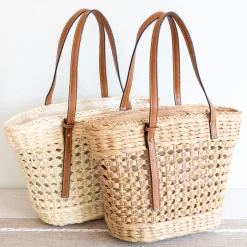 Elena Handbags Straw Basket Tote Bag