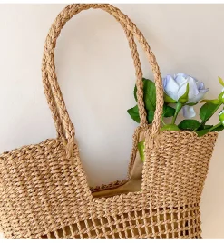 Elena Handbags Straw Basket Summer Tote Bag