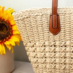 Elena Handbags Straw Basket Tote Bag