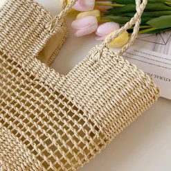 Elena Handbags Straw Basket Summer Tote Bag