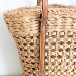 Elena Handbags Straw Basket Tote Bag
