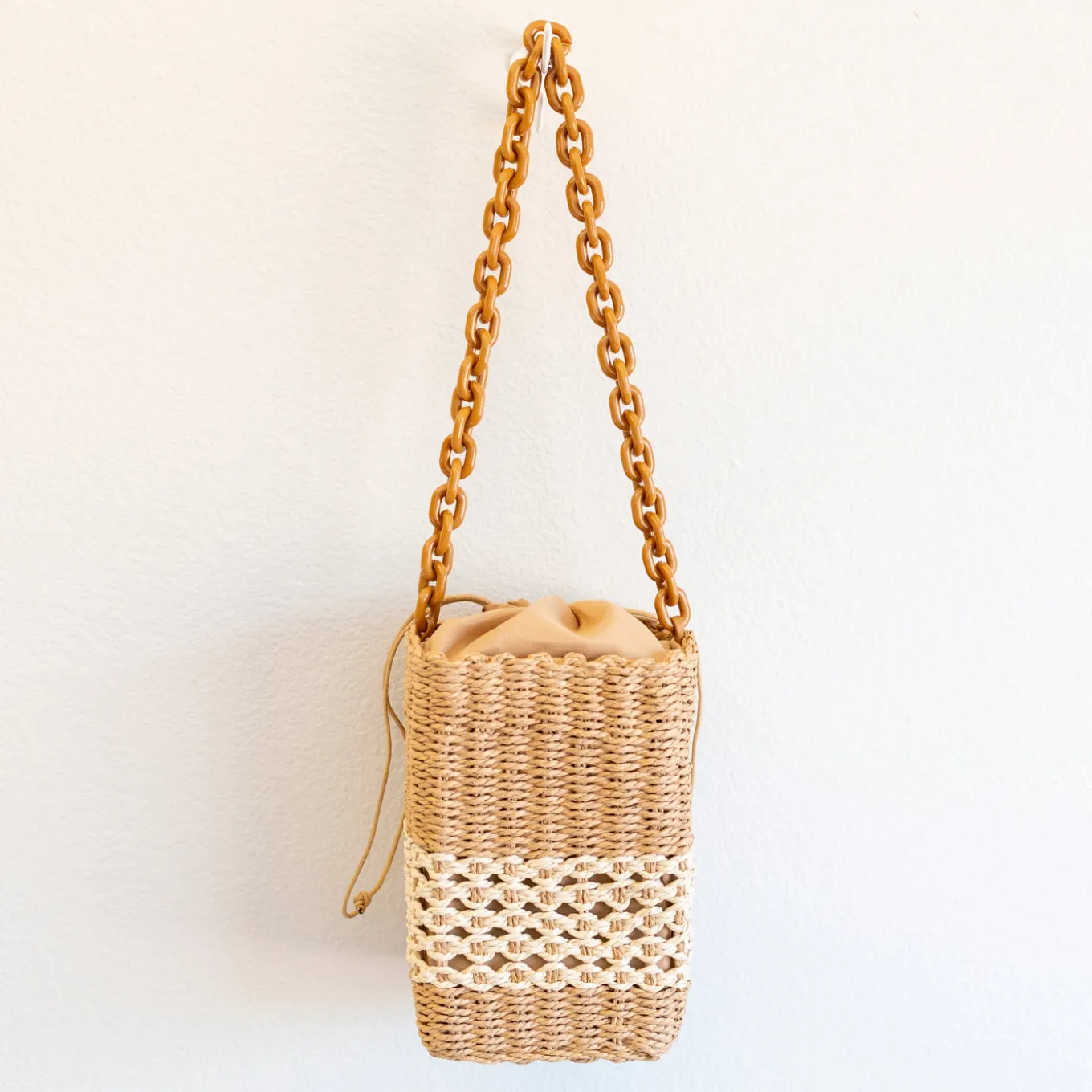 Elena Handbags Straw Cube Shaped Fashion Handbag