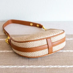 Elena Handbags Straw Half Moon Summer Purse