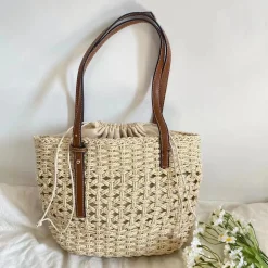 Elena Handbags Straw Market Tote Bag