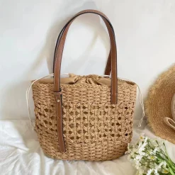 Elena Handbags Straw Market Tote Bag
