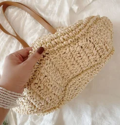 Elena Handbags Straw Round Tote Bag