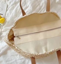 Elena Handbags Straw Round Tote Bag