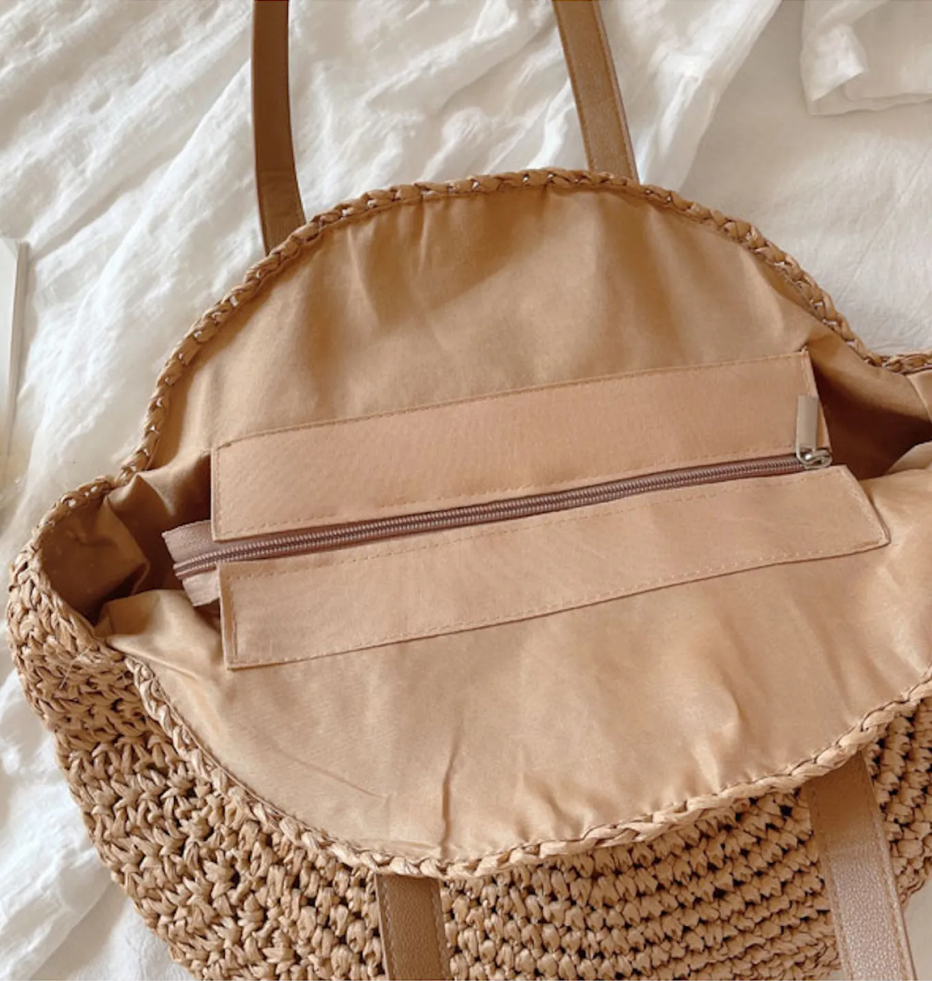 Elena Handbags Straw Round Tote Bag