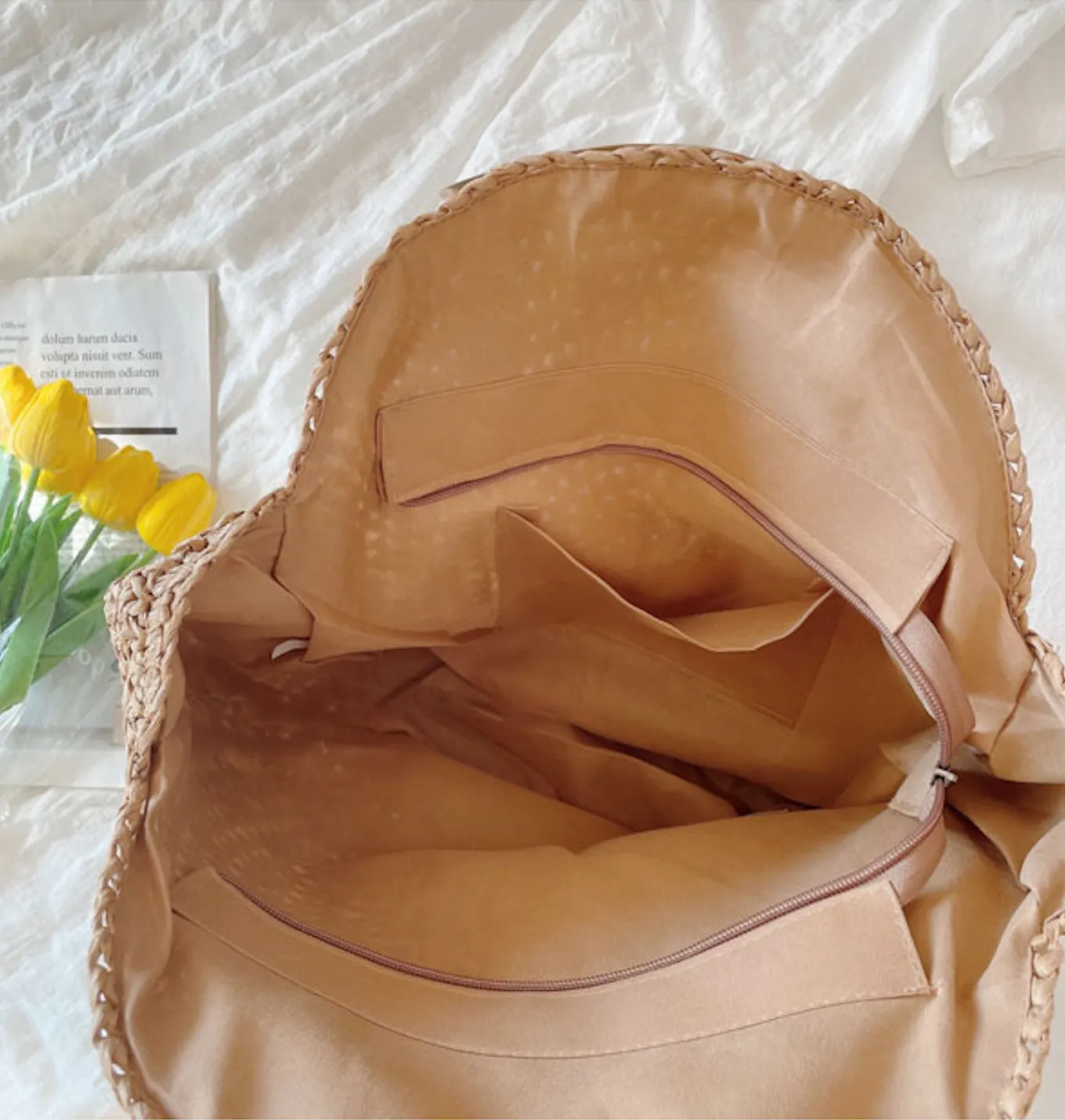 Elena Handbags Straw Round Tote Bag