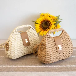Elena Handbags Straw Shell Shape Crossbody Bag