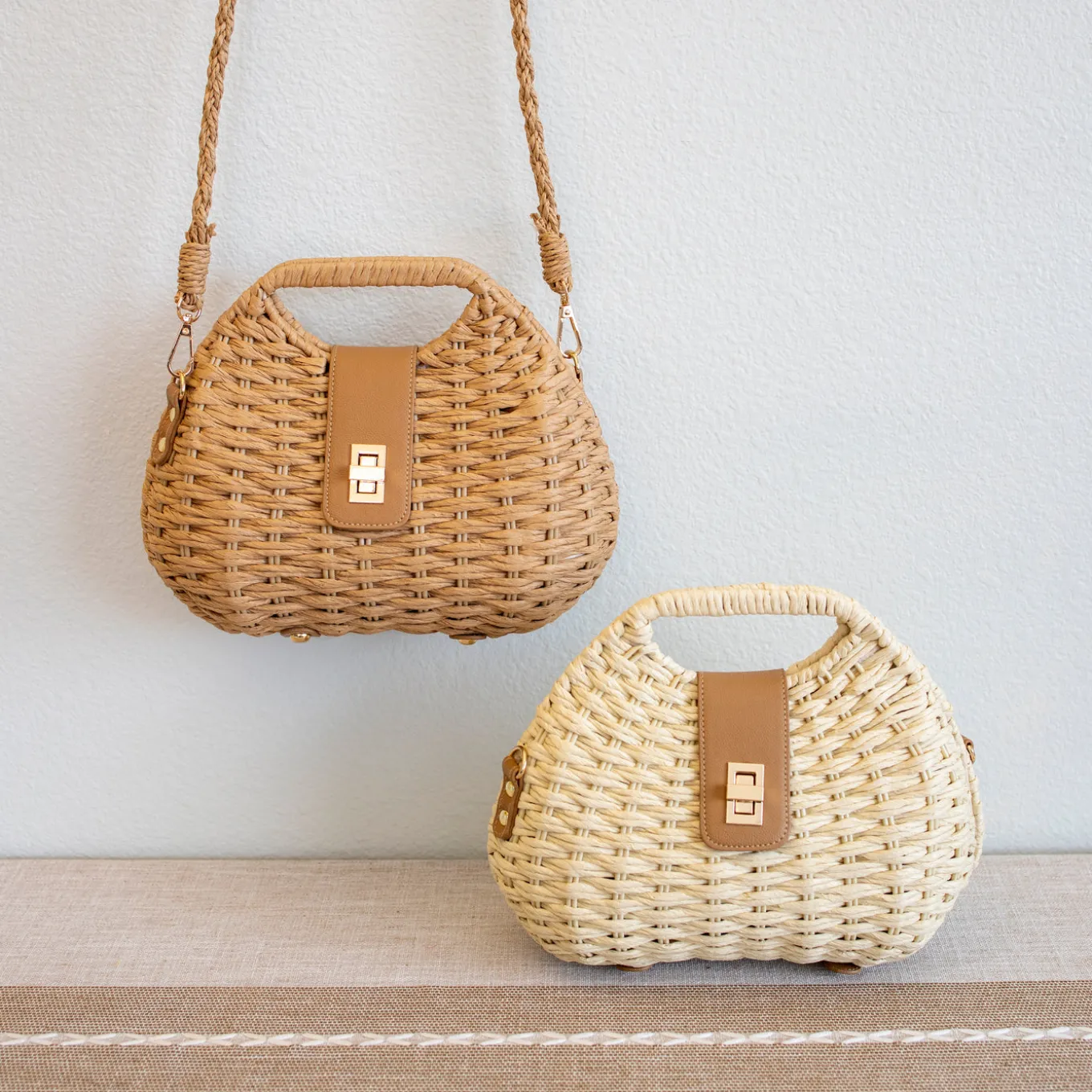 Elena Handbags Straw Shell Shape Crossbody Bag
