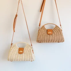 Elena Handbags Straw Shell Shape Crossbody Hobo Bag