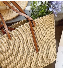 Elena Handbags Straw Shell Basket Summer Tote