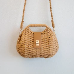 Elena Handbags Straw Shell Shape Crossbody Bag