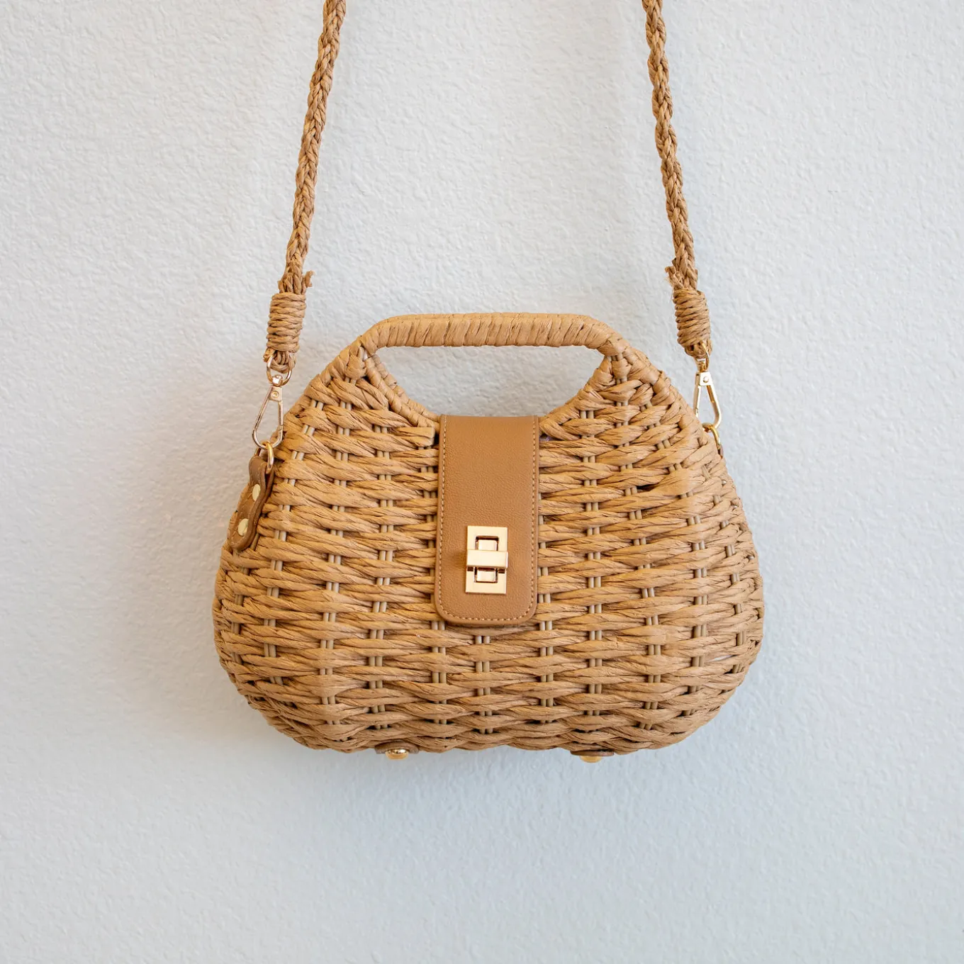Elena Handbags Straw Shell Shape Crossbody Bag