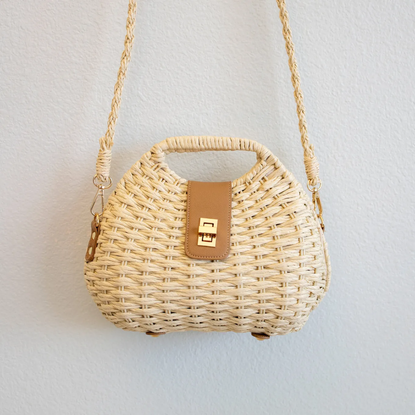 Elena Handbags Straw Shell Shape Crossbody Bag