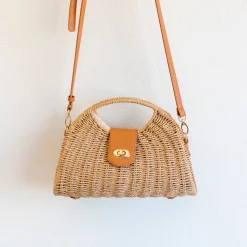 Elena Handbags Straw Shell Shape Crossbody Hobo Bag