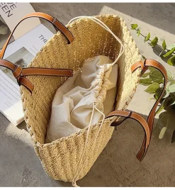 Elena Handbags Straw Shell Basket Summer Tote