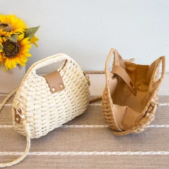 Elena Handbags Straw Shell Shape Crossbody Bag