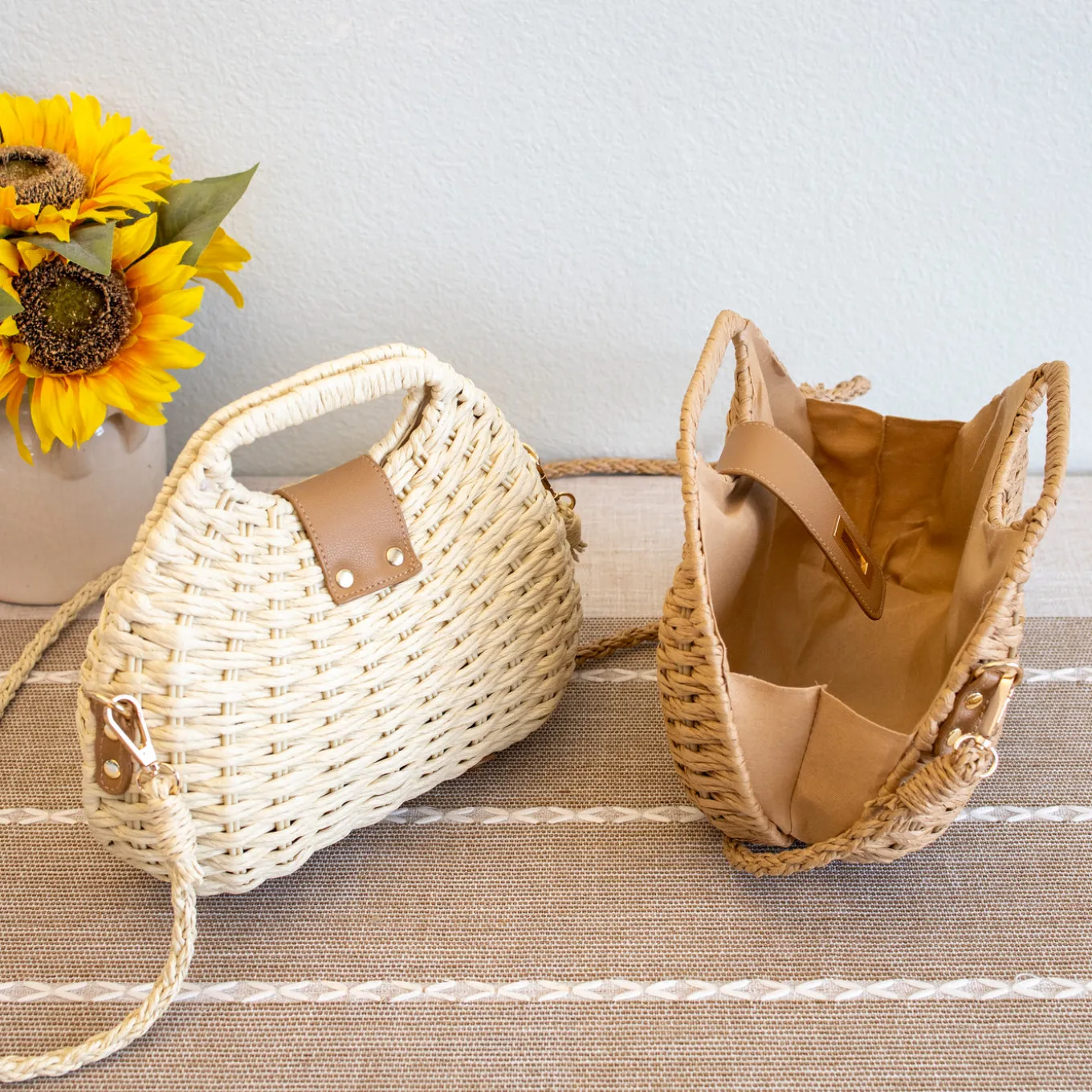 Elena Handbags Straw Shell Shape Crossbody Bag