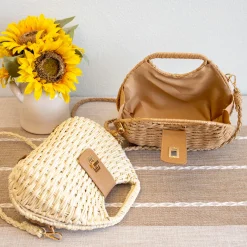 Elena Handbags Straw Shell Shape Crossbody Bag