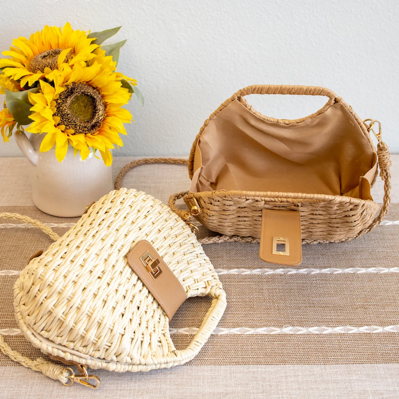 Elena Handbags Straw Shell Shape Crossbody Bag
