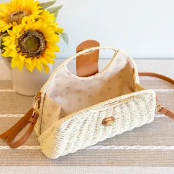 Elena Handbags Straw Shell Shape Crossbody Hobo Bag