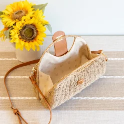 Elena Handbags Straw Shell Shape Crossbody Hobo Bag