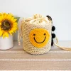 Elena Handbags Straw Smiley Face Crossbody Bag