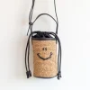 Elena Handbags Straw Smiley Face Crossbody Bag