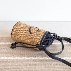 Elena Handbags Straw Smiley Face Crossbody Bag