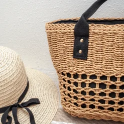 Elena Handbags Straw Summer Beach Basket Tote