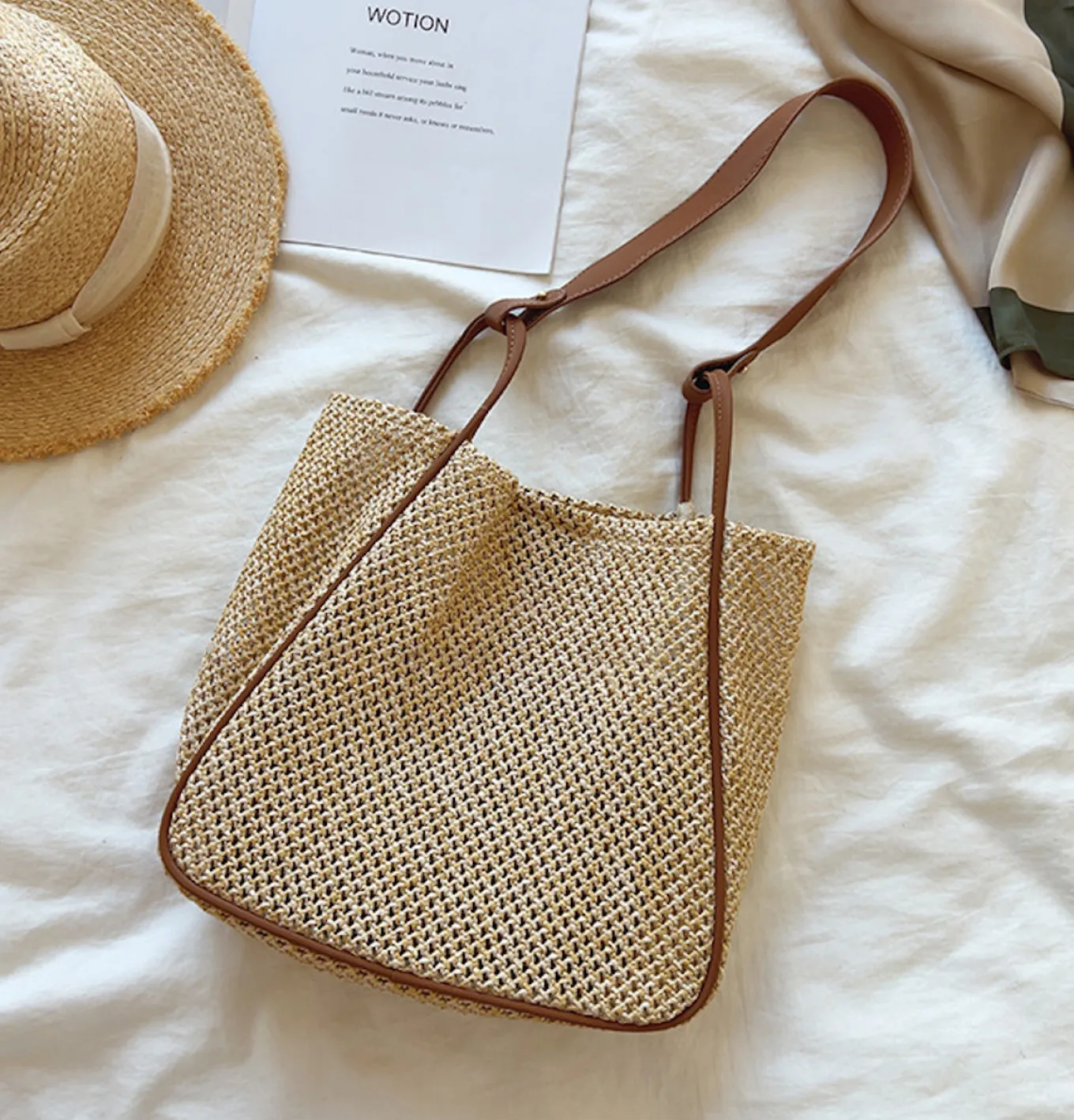 Elena Handbags Straw Woven Work Tote