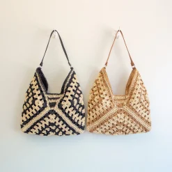 Elena Handbags Straw Woven Fashion Shoulder Bag