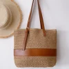 Elena Handbags Straw Woven Tote Shoulder Bag