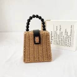 Elena Handbags Straw Woven Box Purse