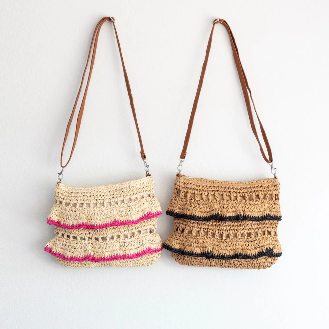 Elena Handbags Straw Woven Summer Crossbody Purse