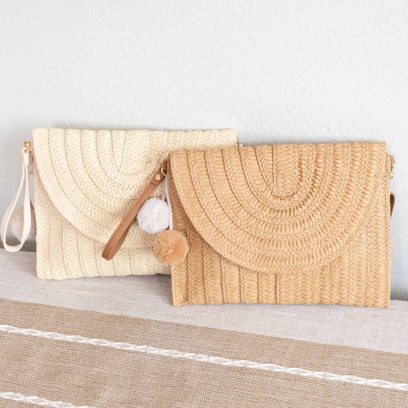Elena Handbags Straw Woven Shoulder Purse Clutch Handbag
